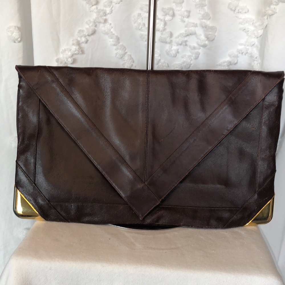 LOU TAYLOR burgundy vintage clutch. Mirror inside with a change purse attached.
